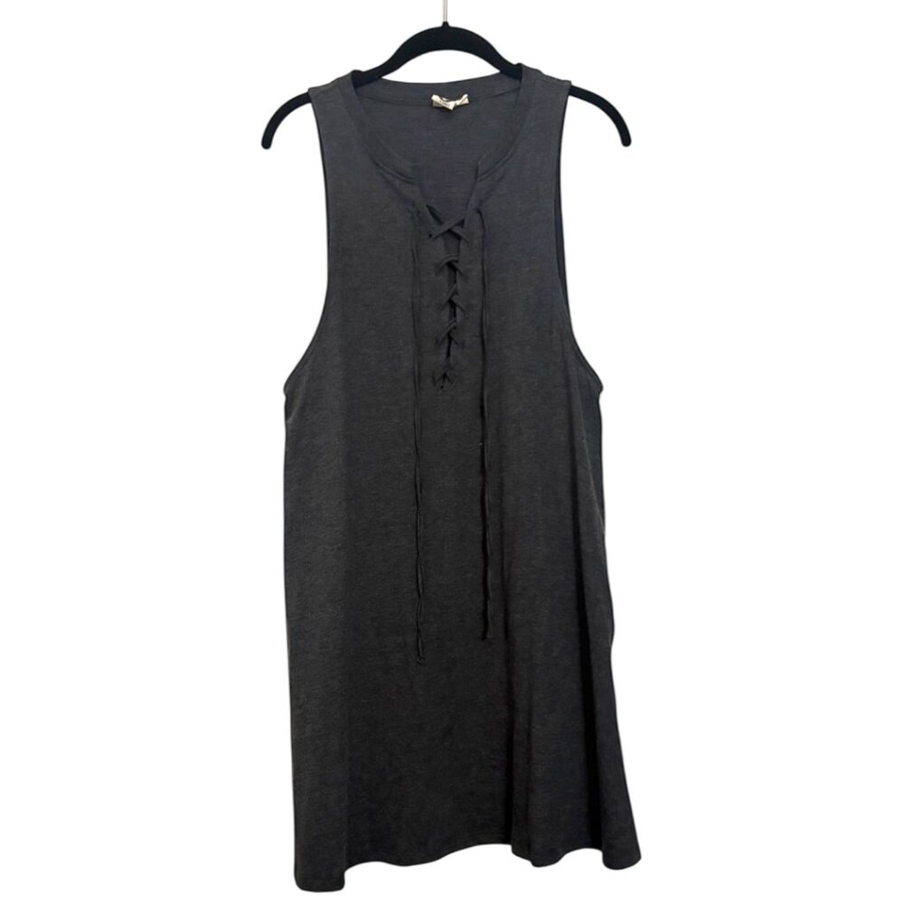 Lagaci | Grey Sleeveless Dress w/ Tie Front & Pockets | XL